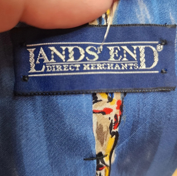 Lands' End Silk Cyclist Blue Tie. - Picture 5 of 6